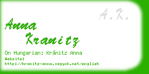 anna kranitz business card